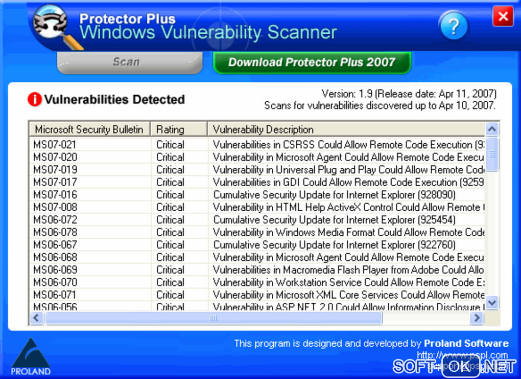 The appearance "Windows Vulnerability Scanner"