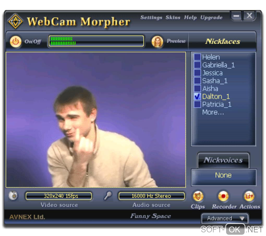 The appearance "AV Webcam Morpher"
