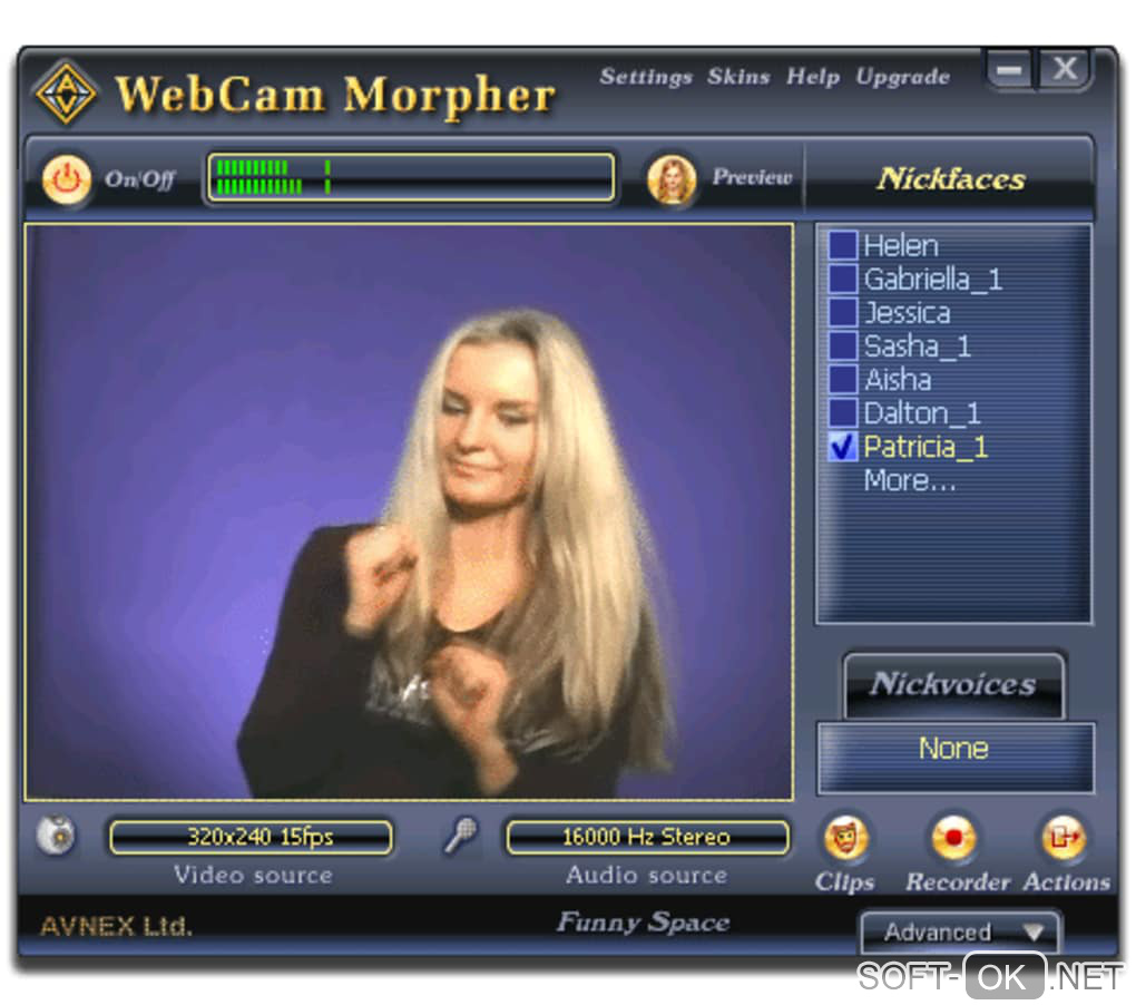 The appearance "AV Webcam Morpher"