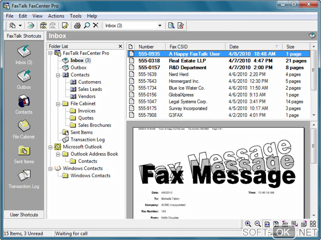 Screenshot №1 "FaxTalk FaxCenter Pro"