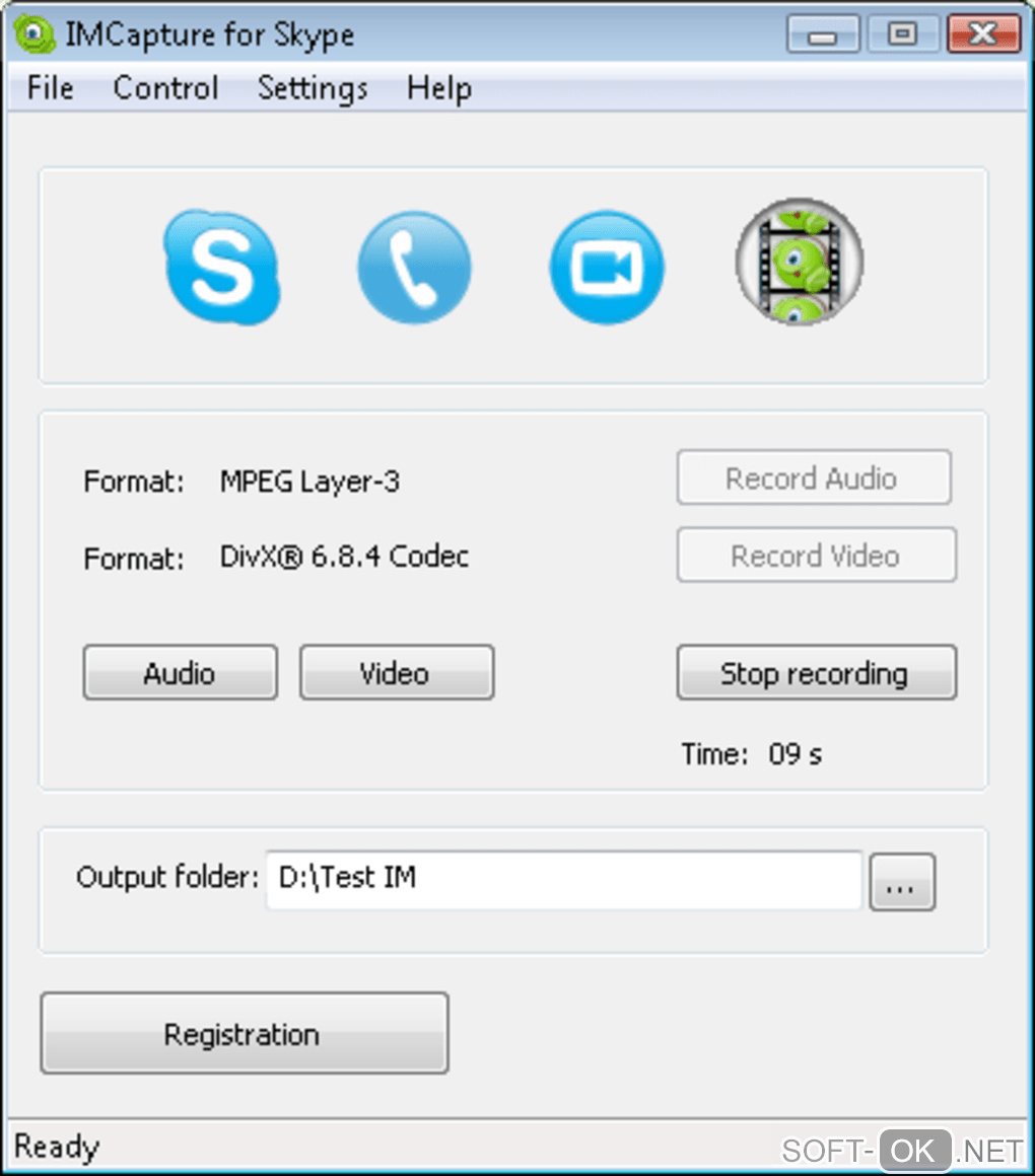 The appearance "IMCapture for Skype"