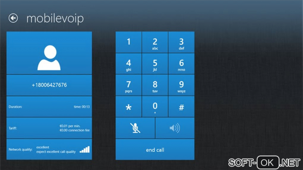 The appearance "MobileVOIP for Windows 10"