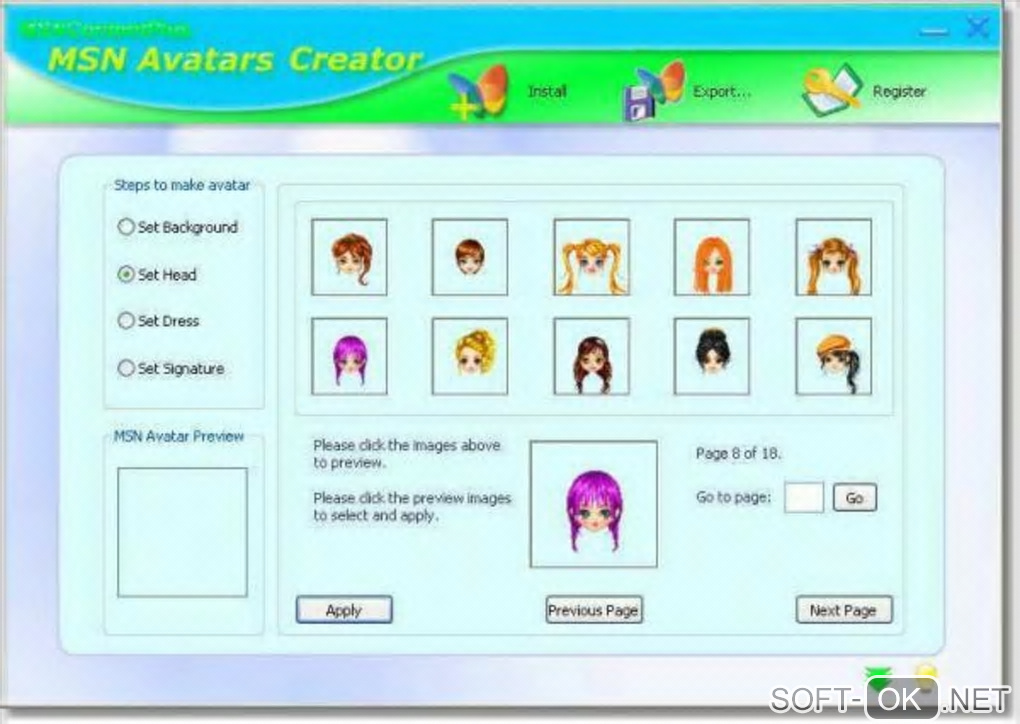 The appearance "MSN Avatars Creator"