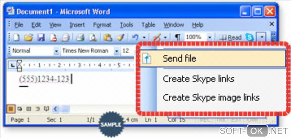 Screenshot №1 "Skype Office Toolbar"