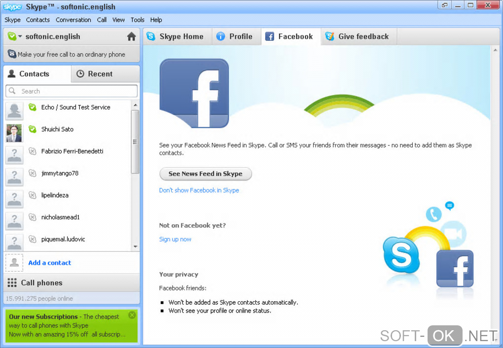 Screenshot №1 "Skype Portable"