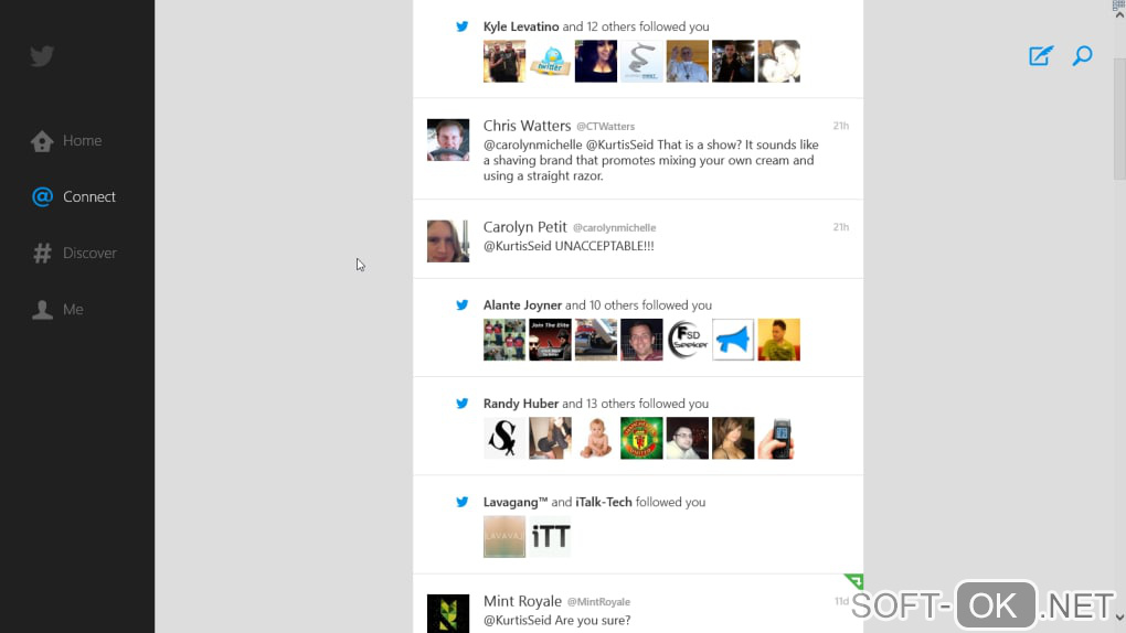 The appearance "Twitter for Windows 10"