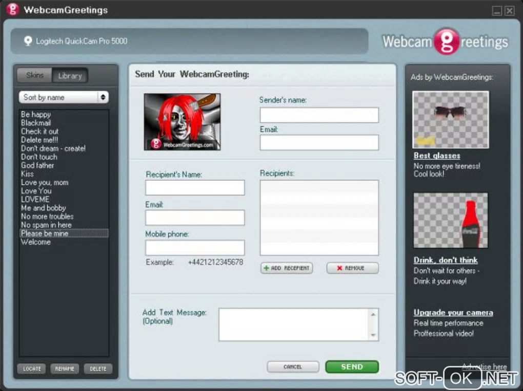 Screenshot №1 "Webcam Greetings Studio"