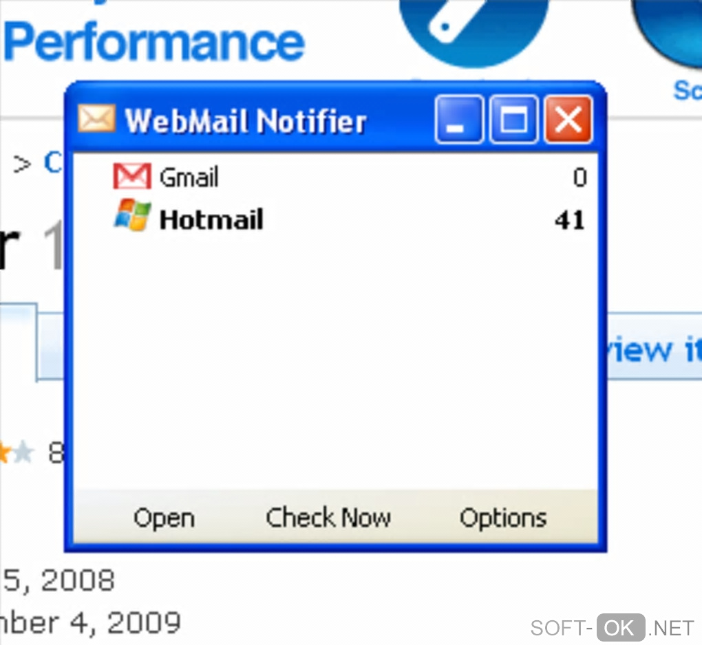The appearance "WebMail Notifier"