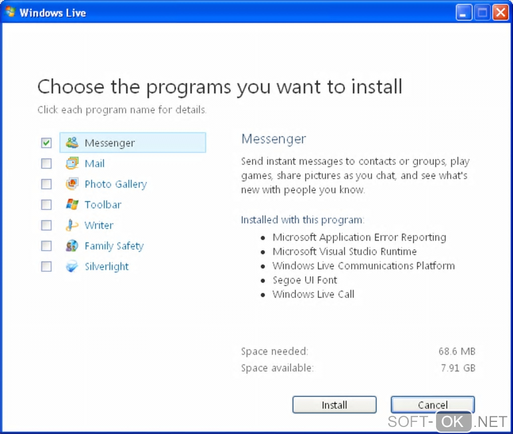 The appearance "Windows Live Messenger"
