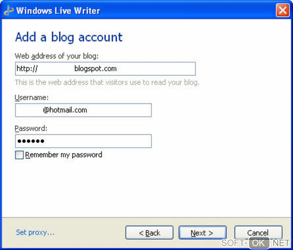 The appearance "Windows Live Writer"
