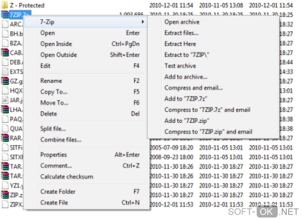 The appearance "7-Zip Portable"