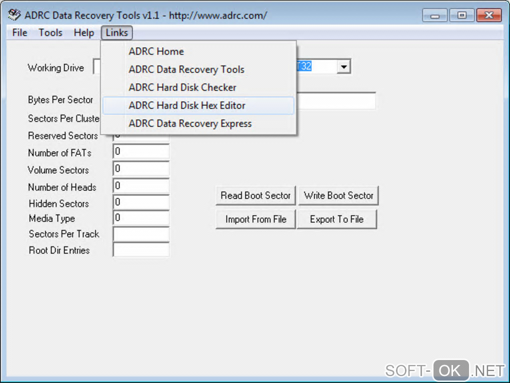 The appearance "ADRC Data Recovery Tools"
