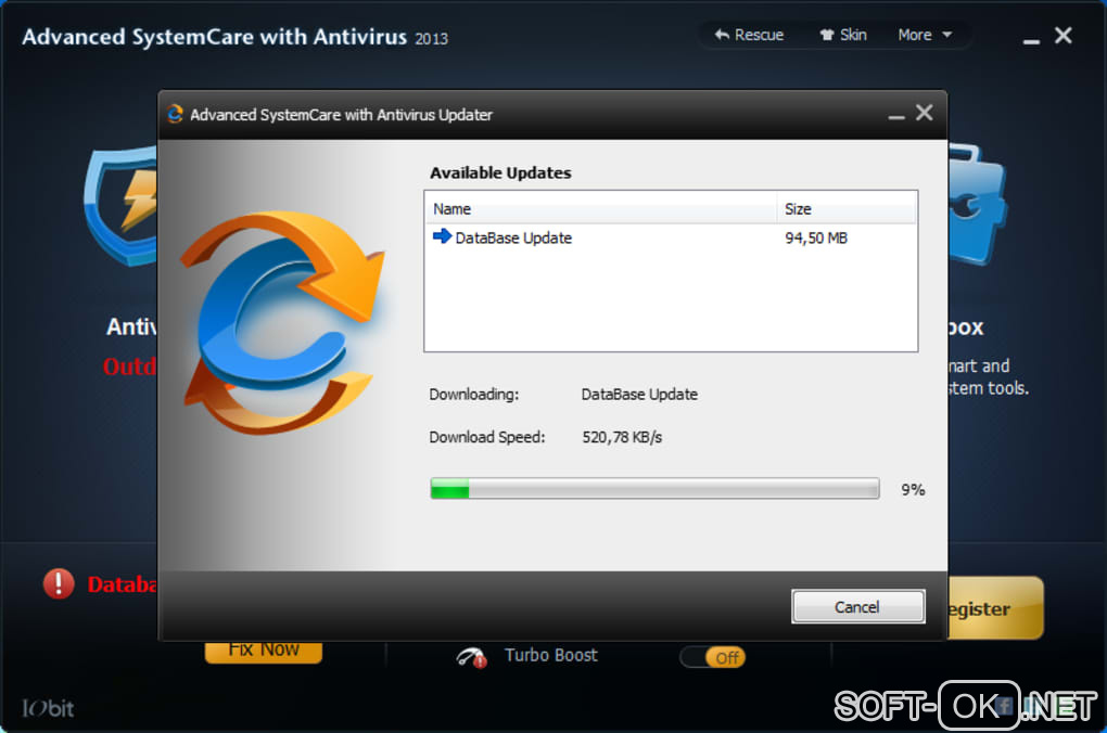 The appearance "Advanced SystemCare with Antivirus"