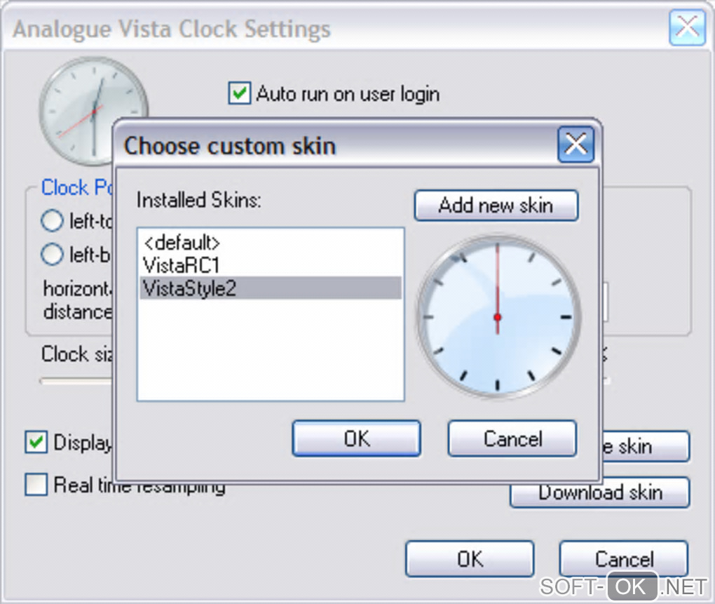 The appearance "Analogue Vista Clock"