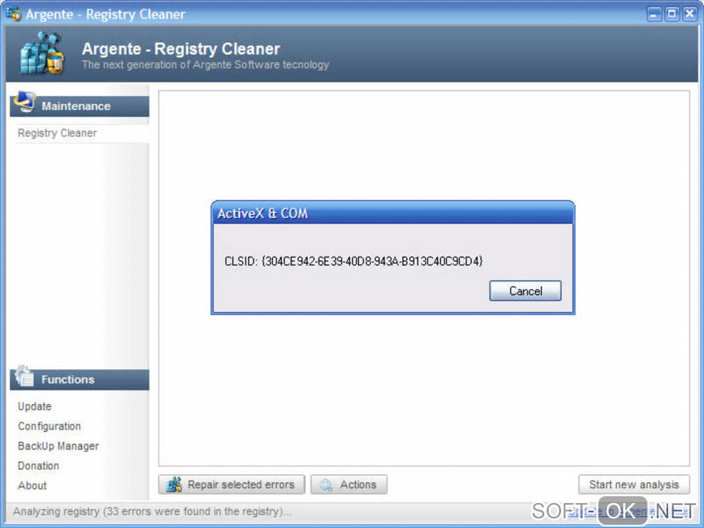 Screenshot №1 "Argente Registry Cleaner"
