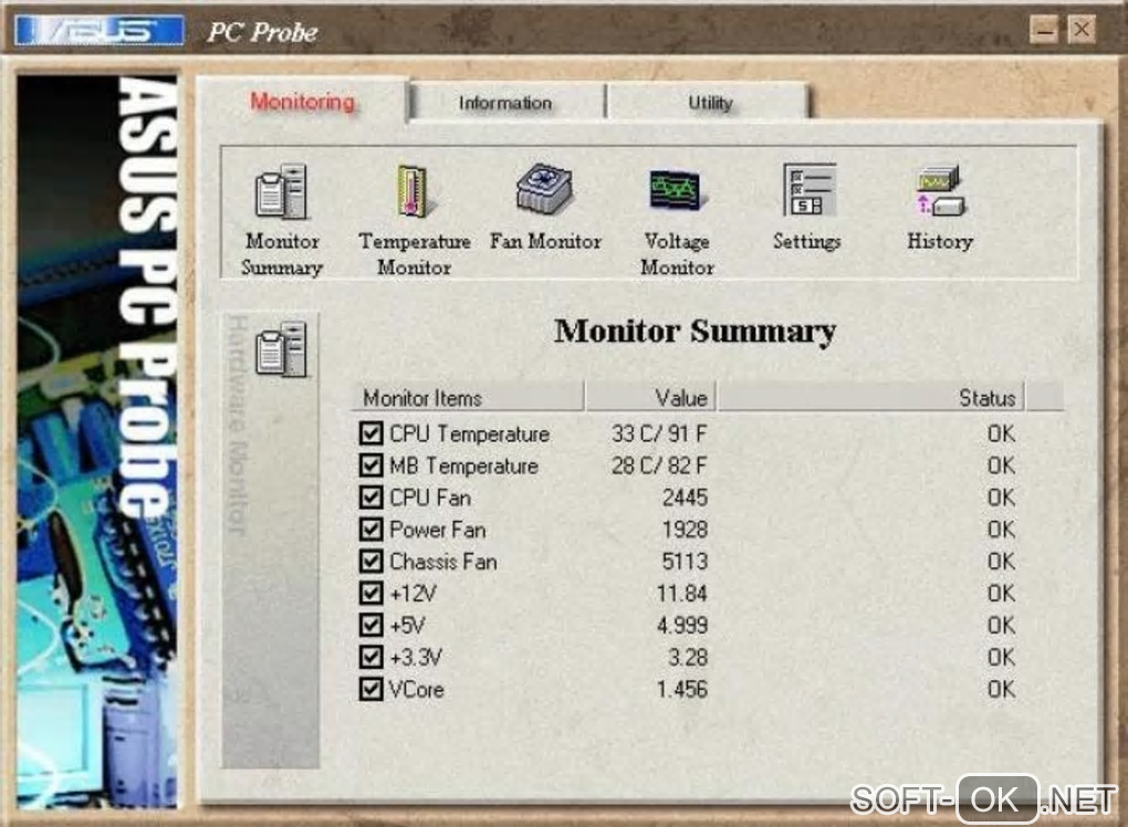Screenshot №1 "ASUS PC Probe"