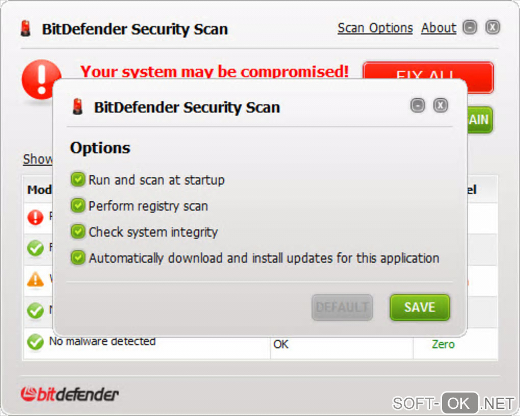 The appearance "BitDefender Security Scan"