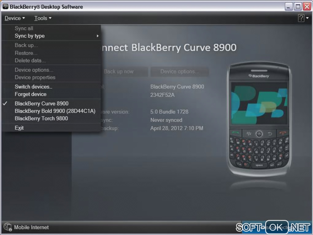 The appearance "BlackBerry Desktop Software"