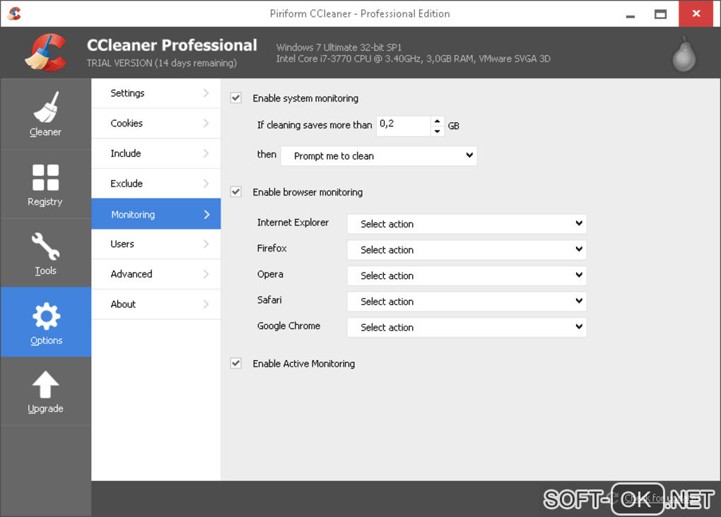 The appearance "CCleaner Professional"