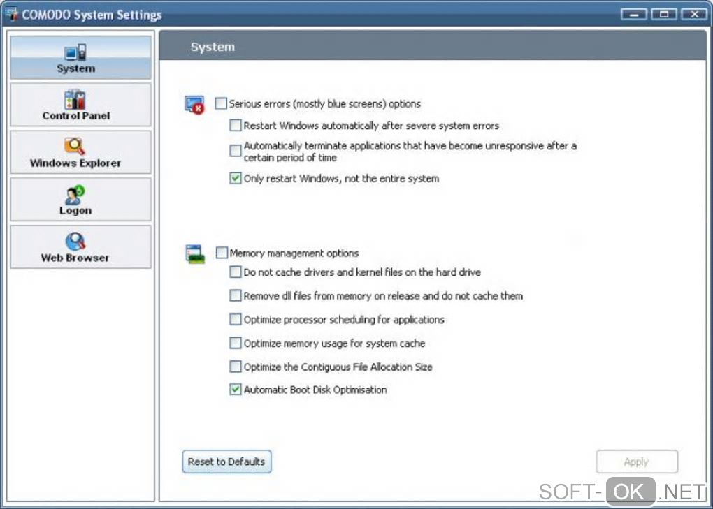 Screenshot №1 "Comodo System Cleaner"