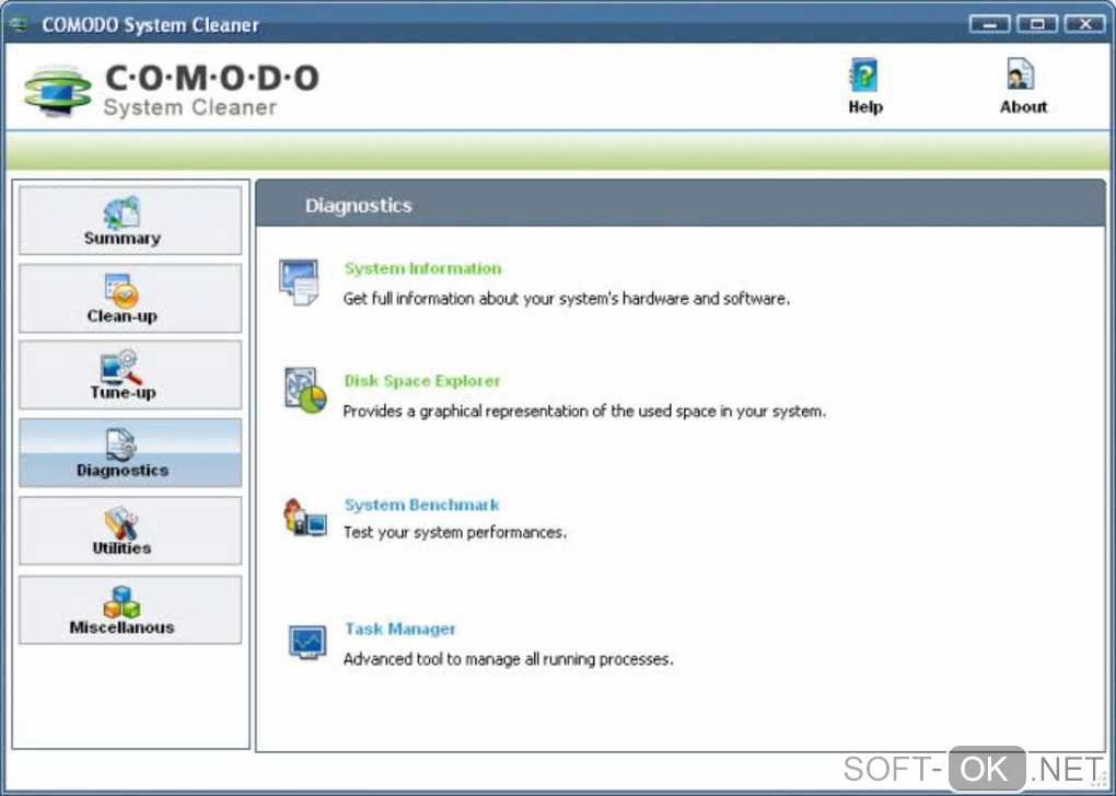 The appearance "Comodo System Cleaner"