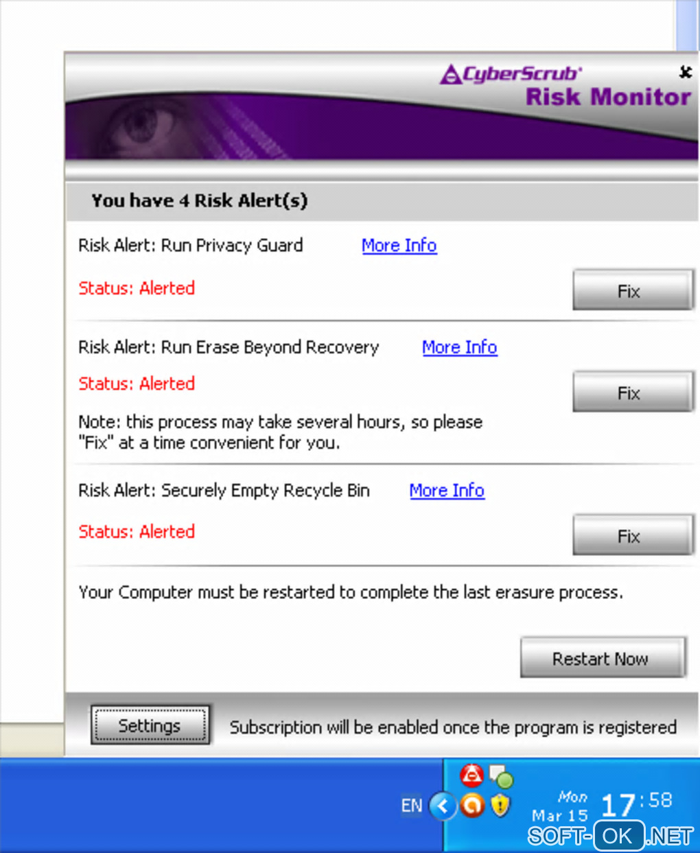 Screenshot №1 "CyberScrub Privacy Suite"