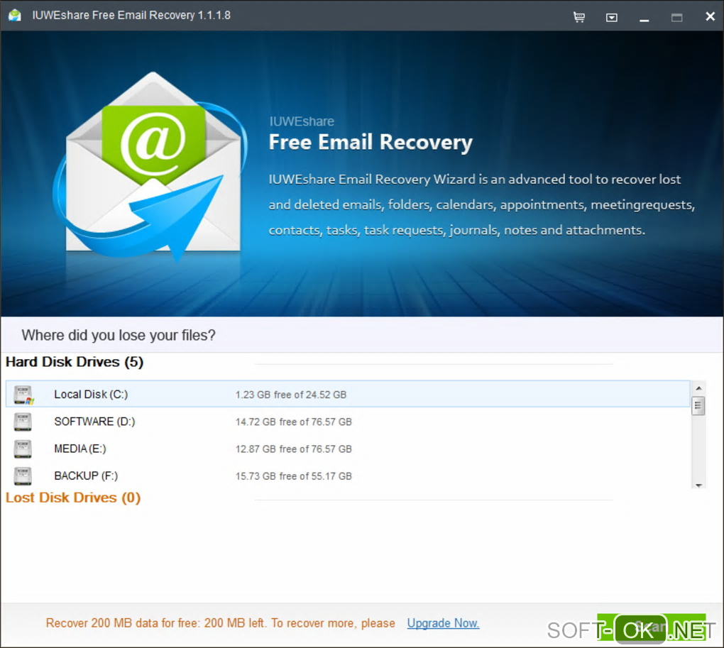 The appearance "Email Recovery"