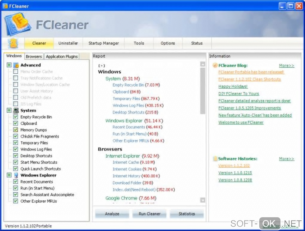 The appearance "FCleaner Portable"