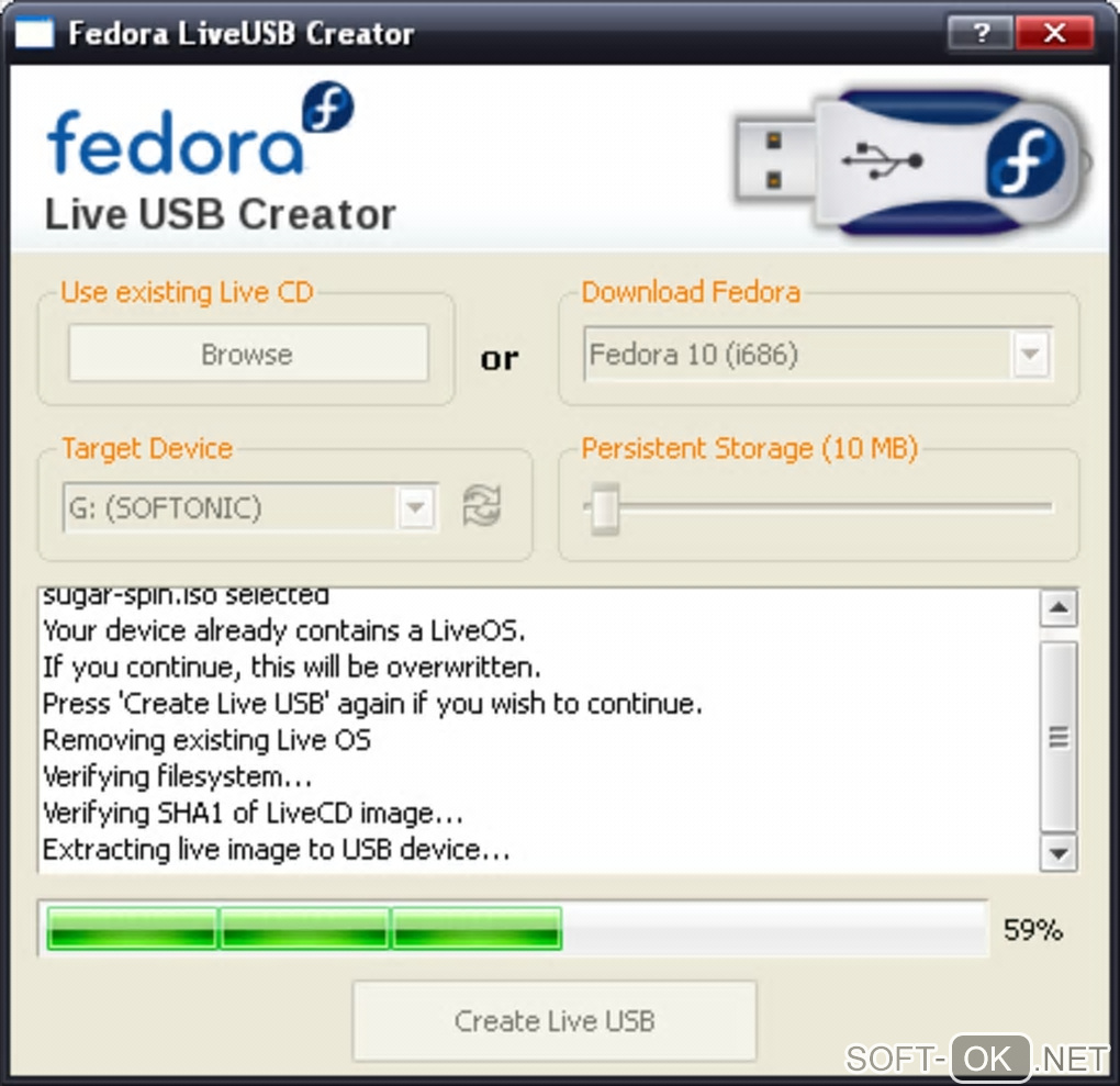 Screenshot №2 "Fedora LiveUSB Creator"
