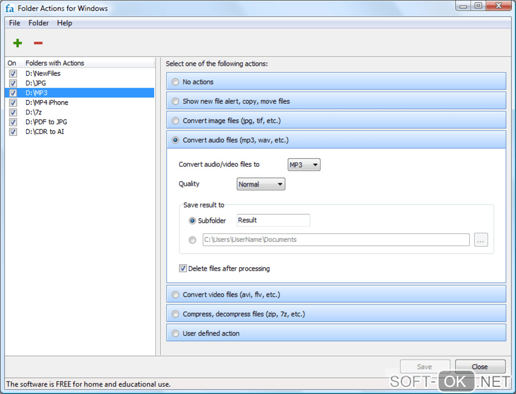 Screenshot №2 "Folder Actions for Windows"