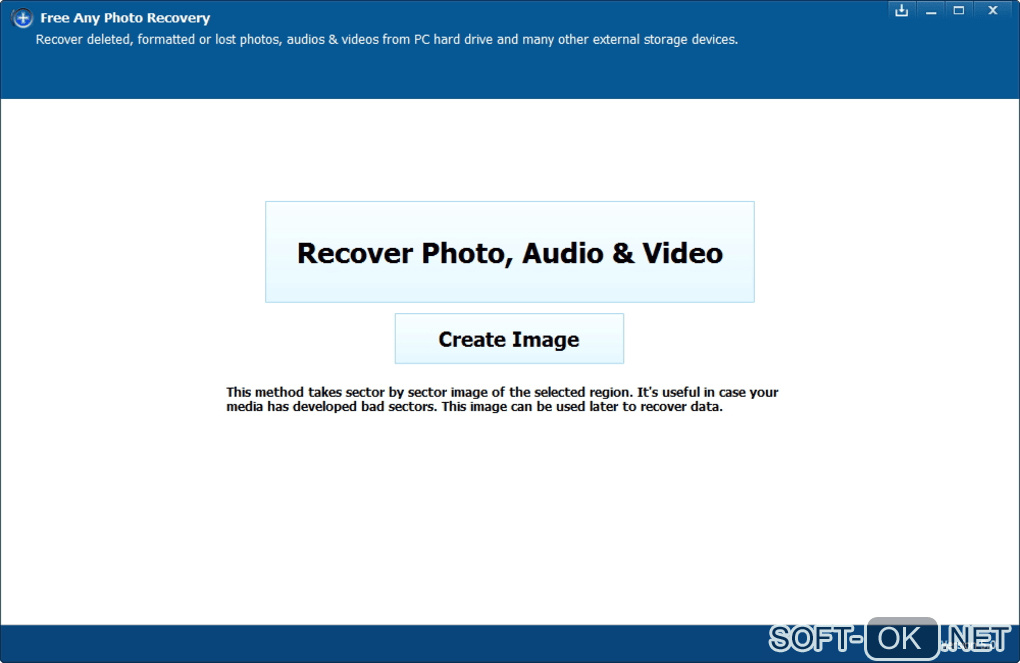 Screenshot №1 "Free Any Photo Recovery"