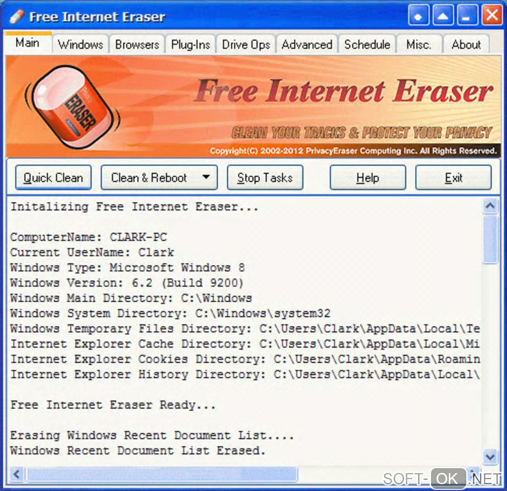 Screenshot №1 "Free Internet Eraser"