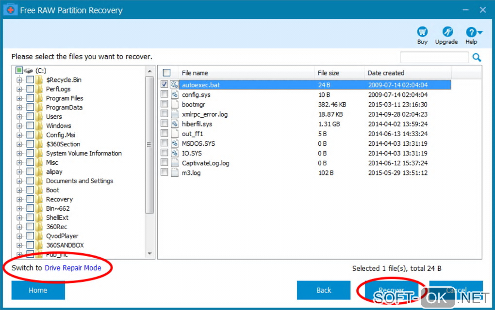 Screenshot №2 "Free RAW Partition Recovery"