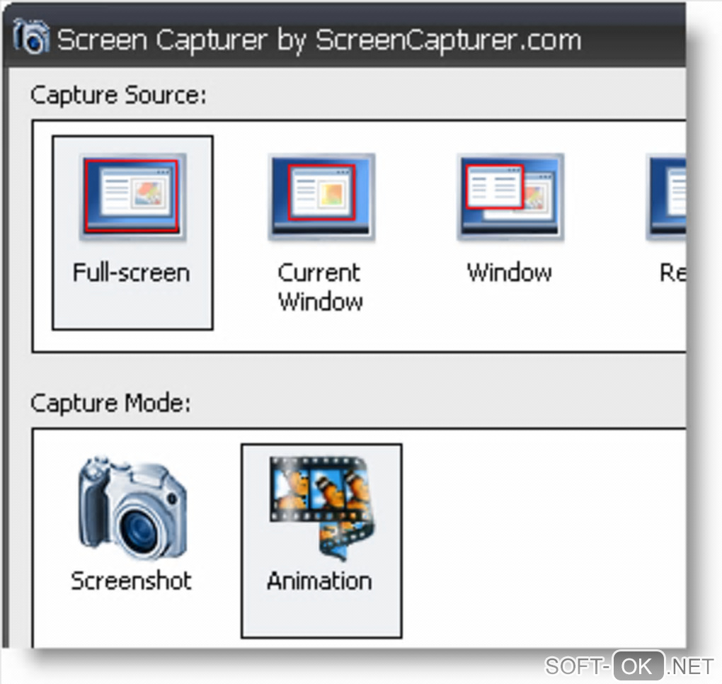 The appearance "Free Screen Capturer"