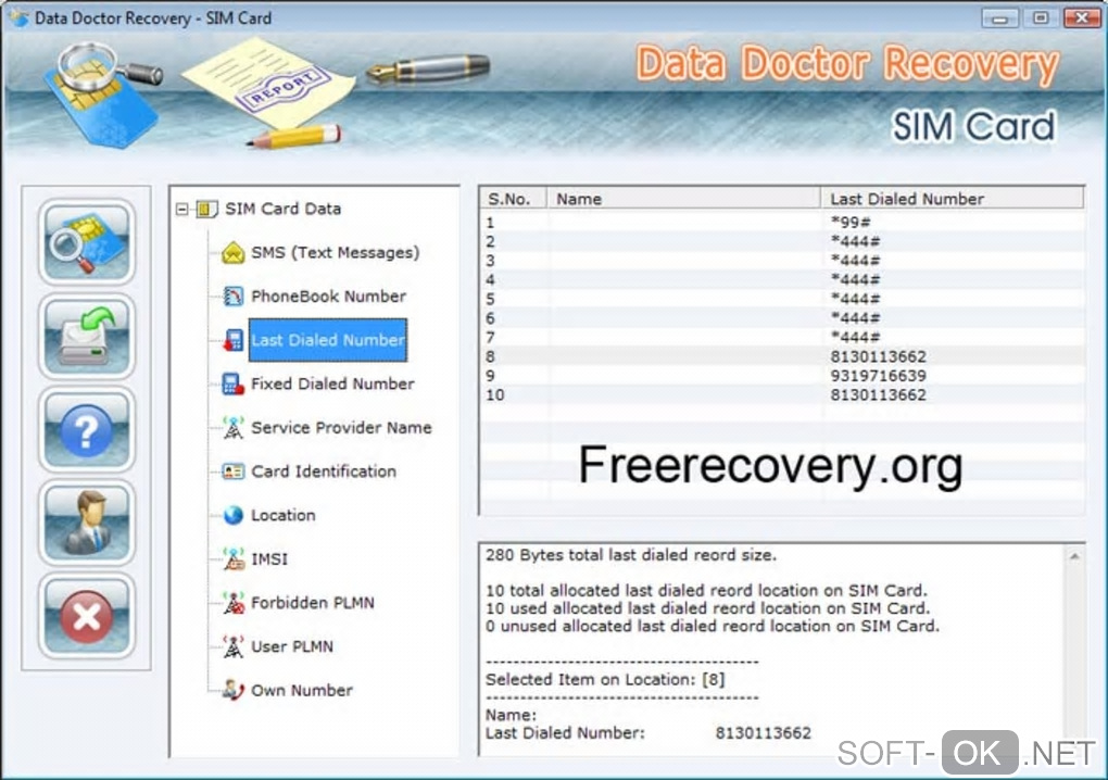 Screenshot №1 "Free Sim Card Data Recovery"