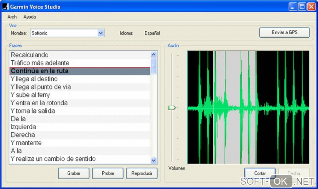 Screenshot №1 "Garmin Voice Studio"