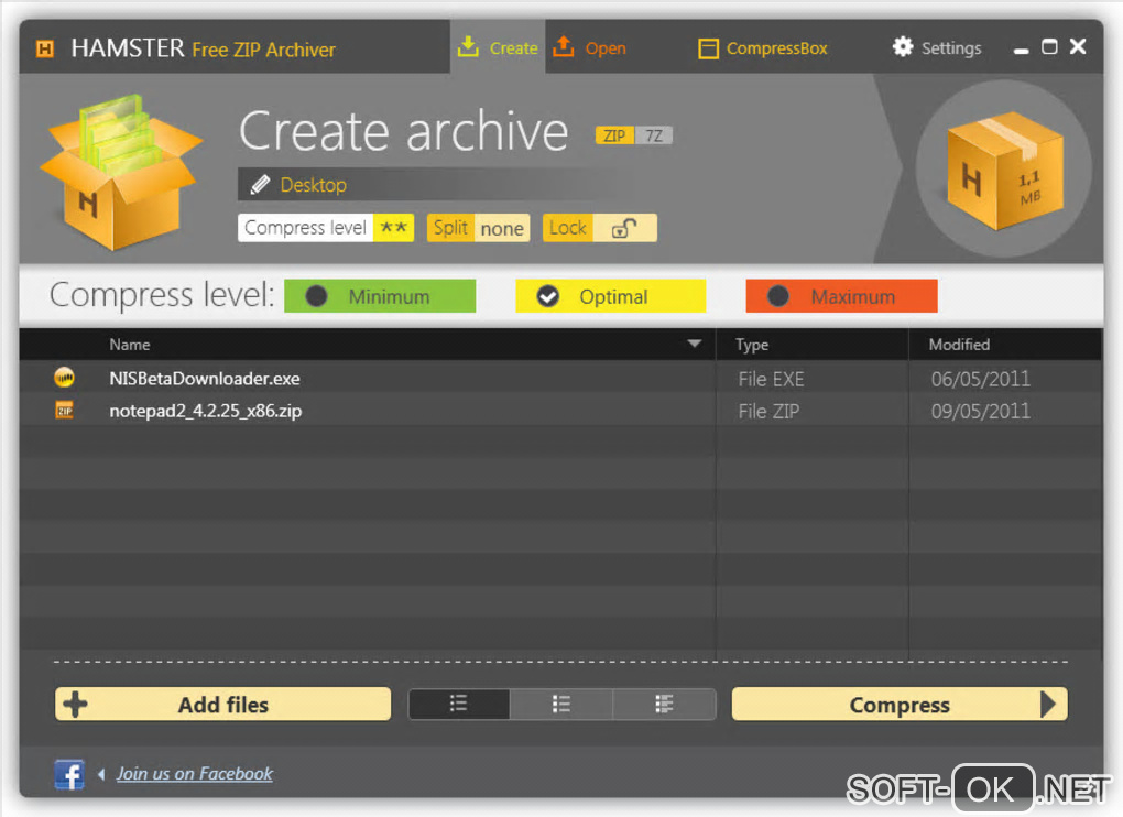 Screenshot №2 "Hamster Free ZIP Archiver"