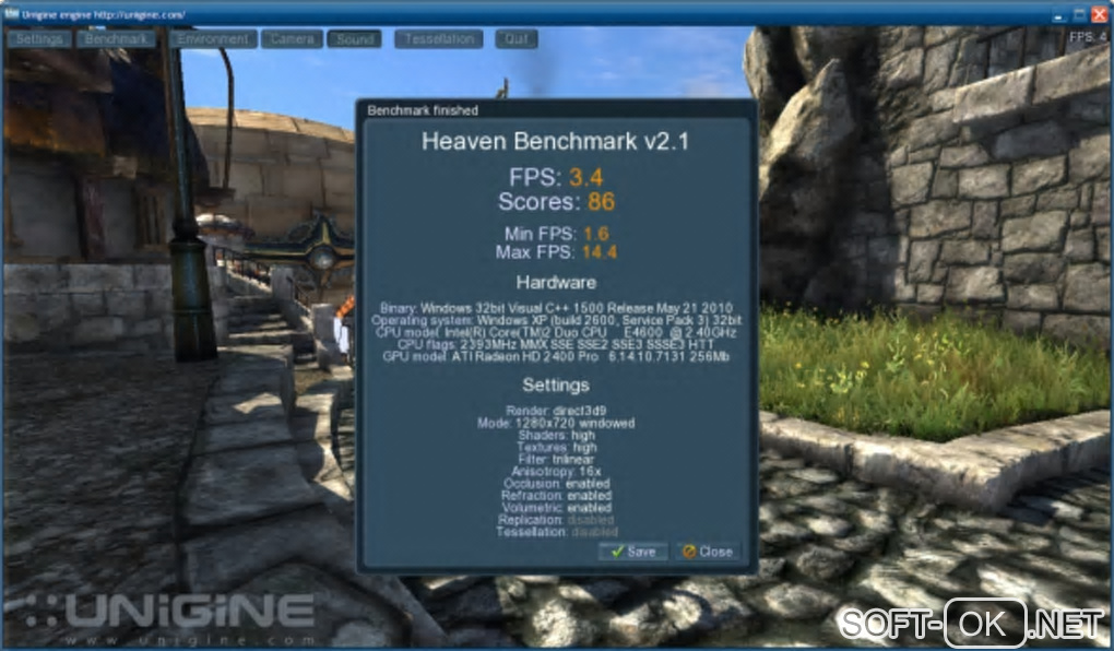 Screenshot №1 "Heaven Benchmark"