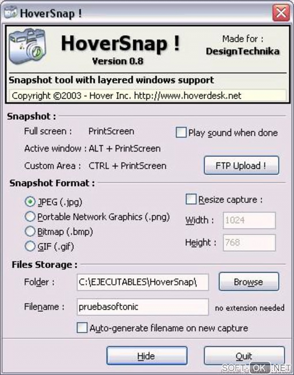 Screenshot №1 "HoverSnap"