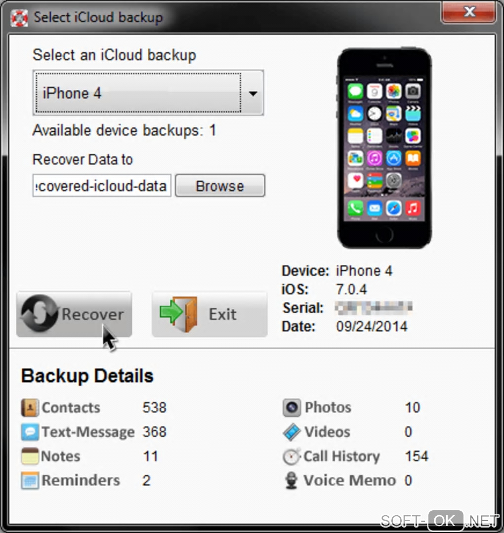 Screenshot №2 "iCloud Data Recovery"