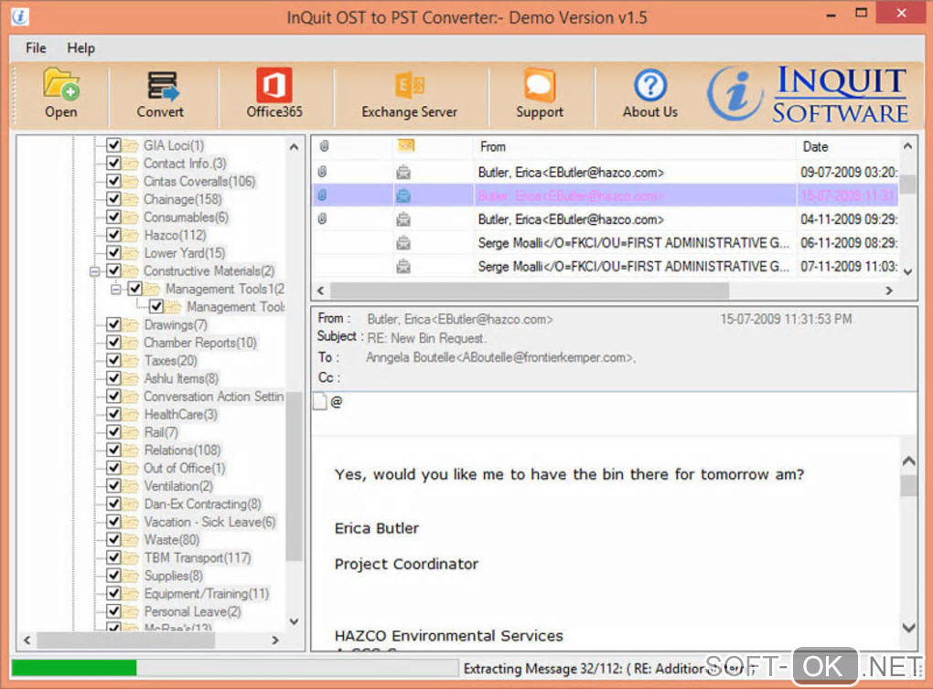 Screenshot №1 "InQuit OST to PST Converter Toolbox"