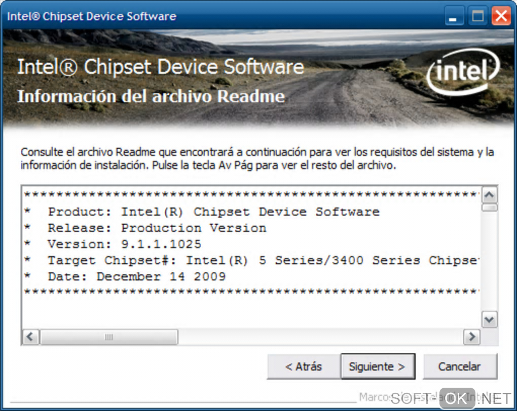 The appearance "Intel Chipset Device Software"