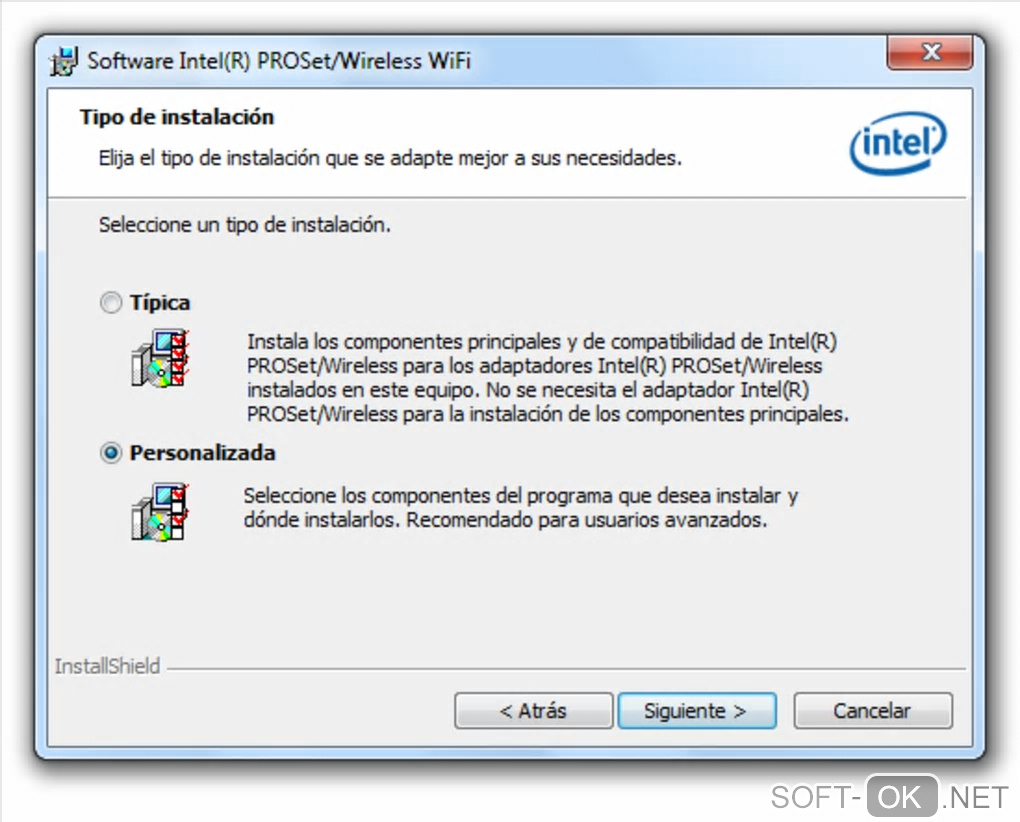 The appearance "Intel Pro Wireless Drivers"