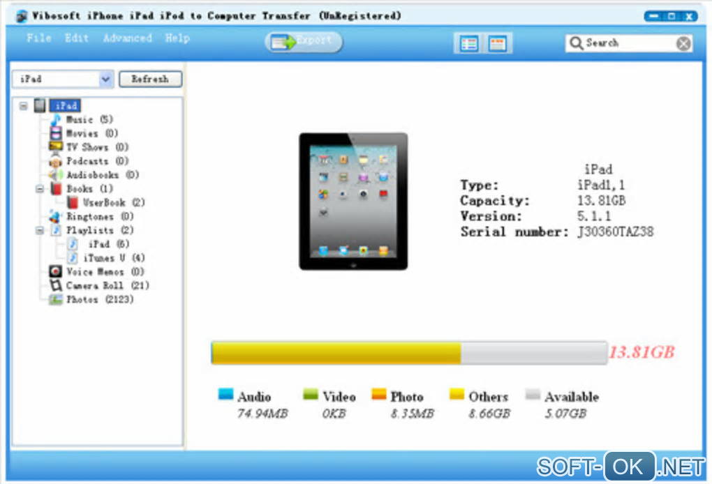 Screenshot №1 "iPhone/iPad/iPod to Computer Transfer"