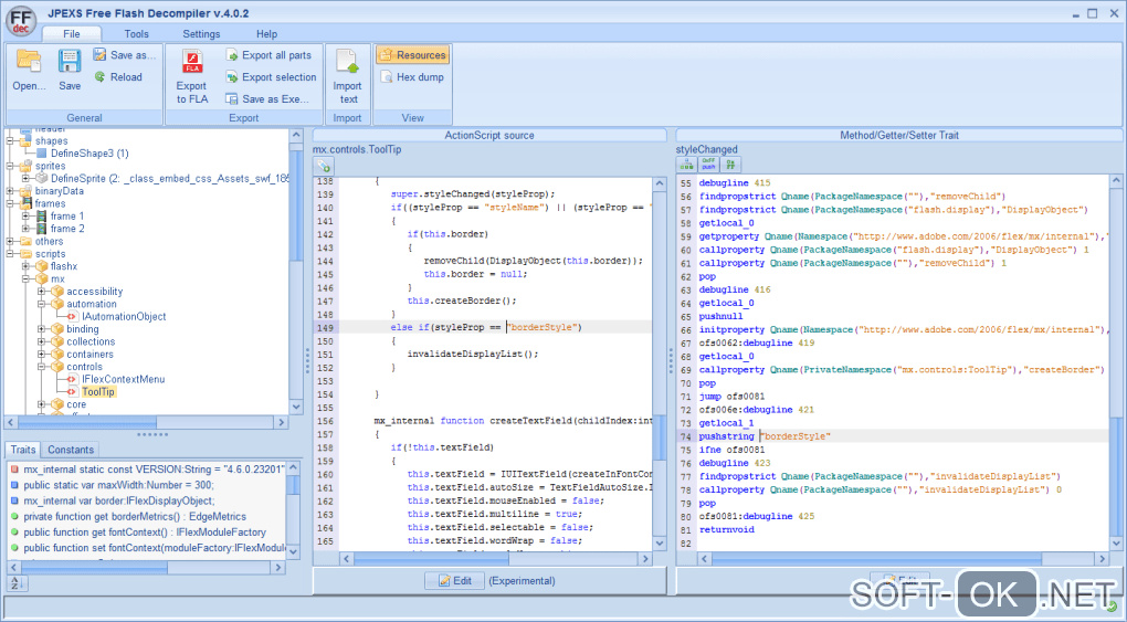 Screenshot №1 "JPEXS Free Flash Decompiler"