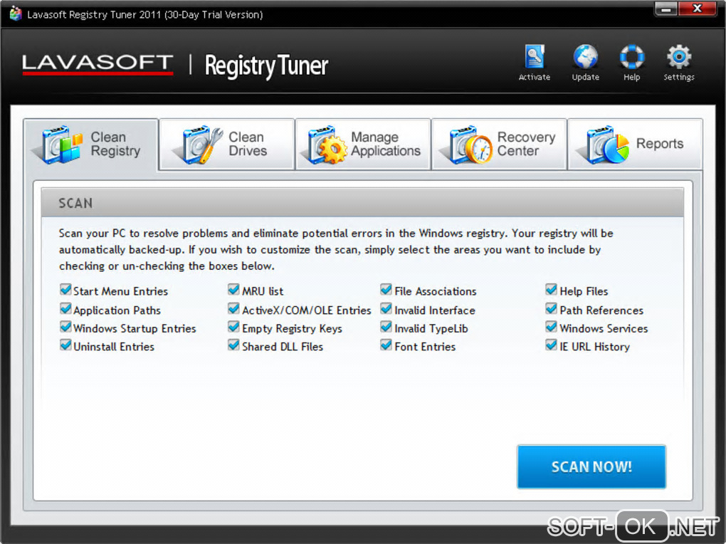 Screenshot №1 "Lavasoft Registry Tuner"