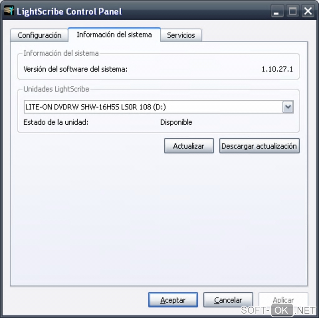The appearance "Lightscribe System Software"