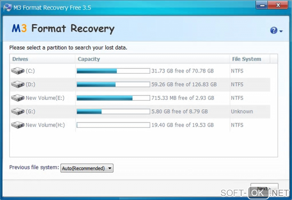 Screenshot №1 "M3 Format Recovery Free"
