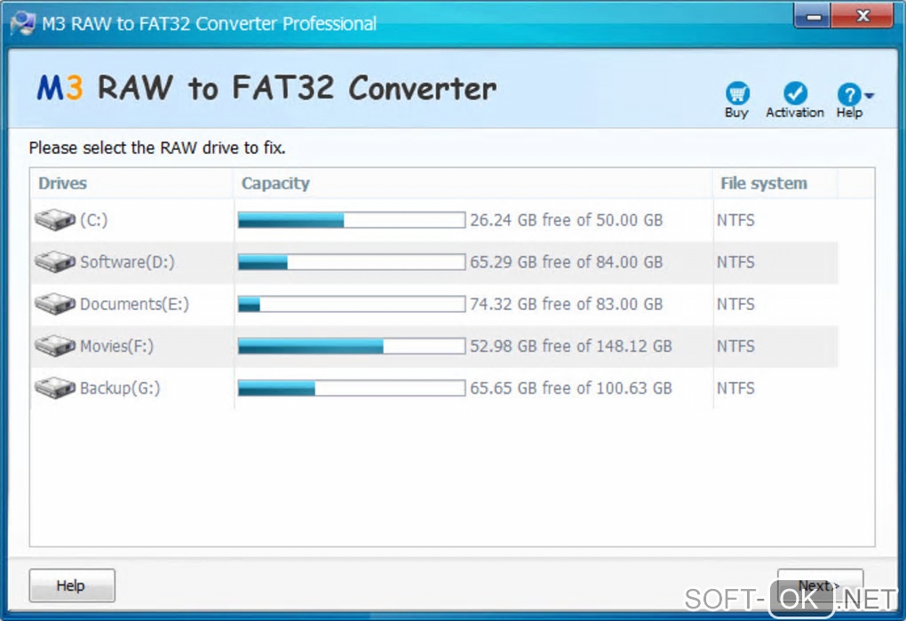Screenshot №1 "M3 RAW to FAT32 Converter"