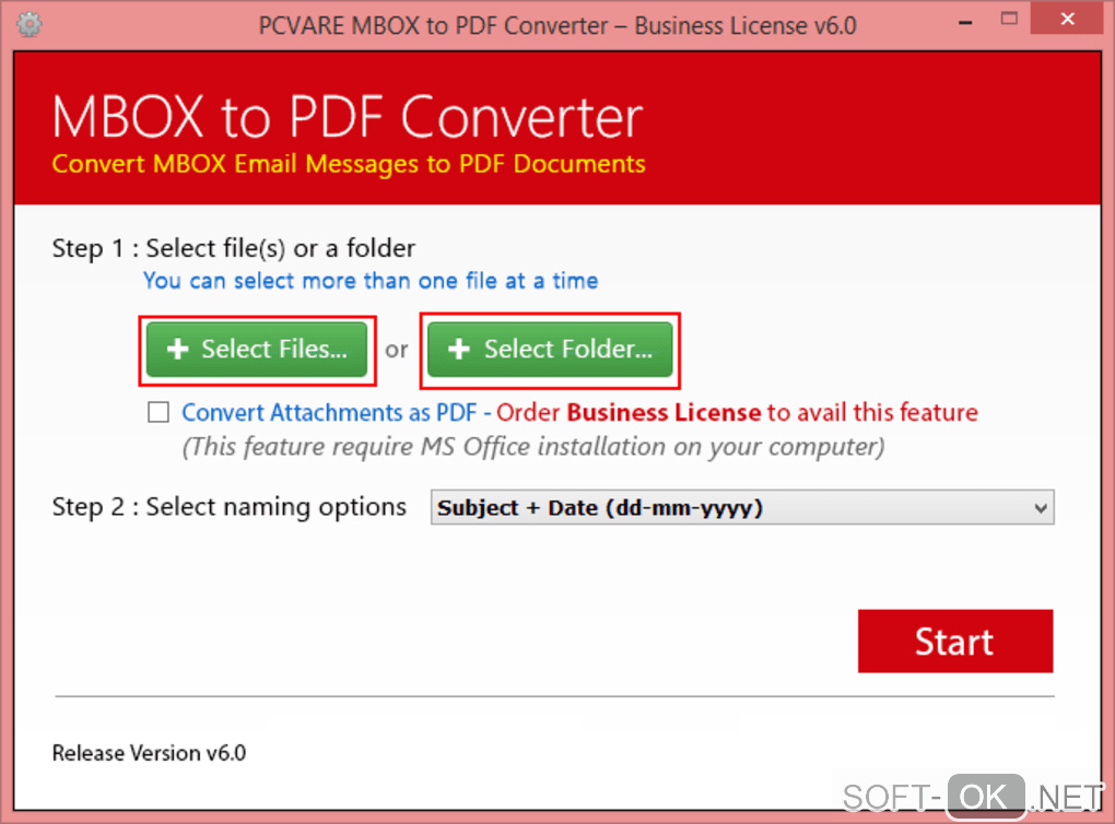 Screenshot №1 "MBOX to PDF Converter"